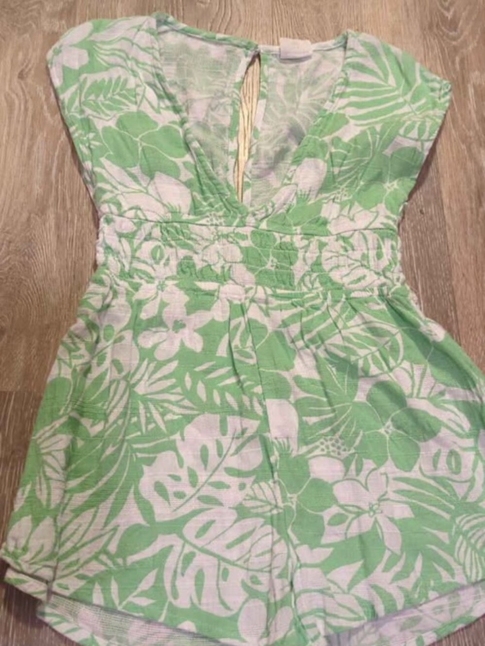 Abercrombie Kids Green White Tropical Romper Size 7/8